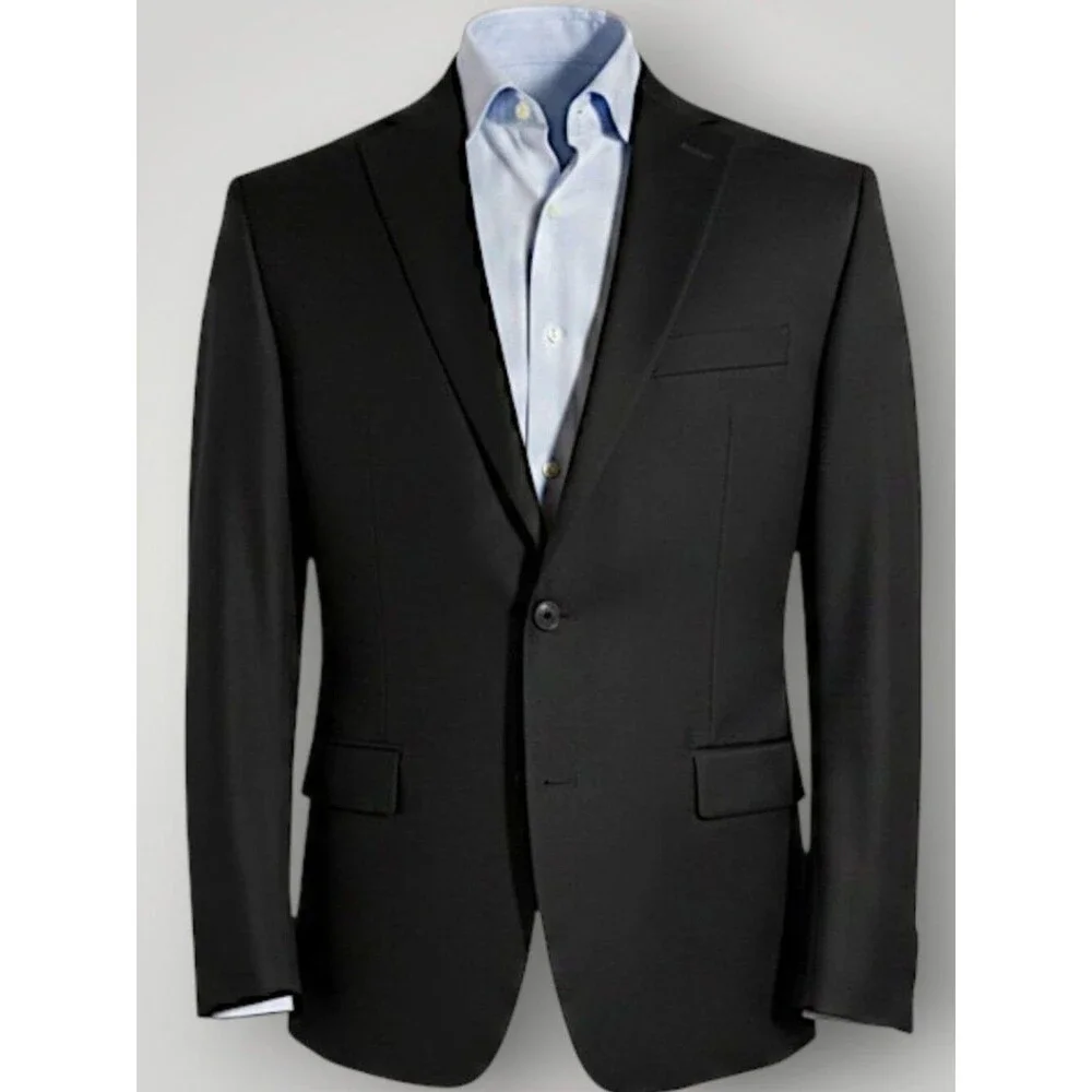 RALPH LAUREN Mens Blazer Sport Coat 2-Button Suit Jacket 50R Black Stretch Wool